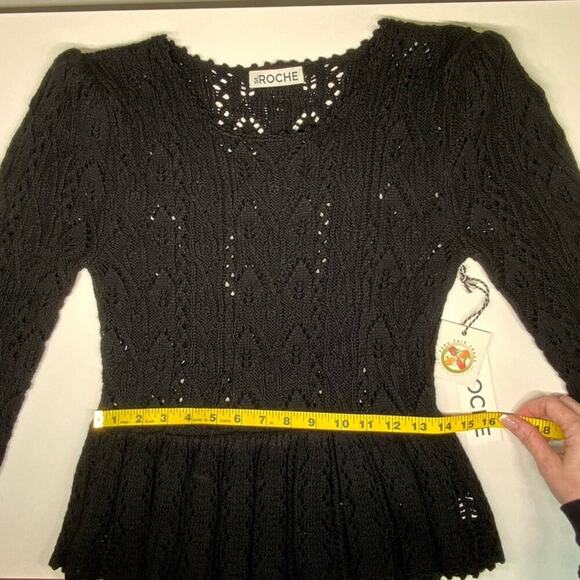 NWT | St. Roche | Knit Peplum Top | Black | Medium - Picture 13 of 16